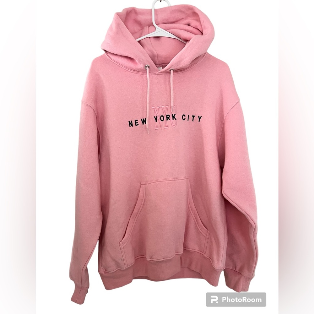 NYC New York City Pink Hoodie Sweatshirt, Size M
